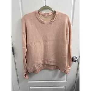Lululemon Women Peach Pink Crewneck Sweater Side Zips Thumbholes Athleisure med